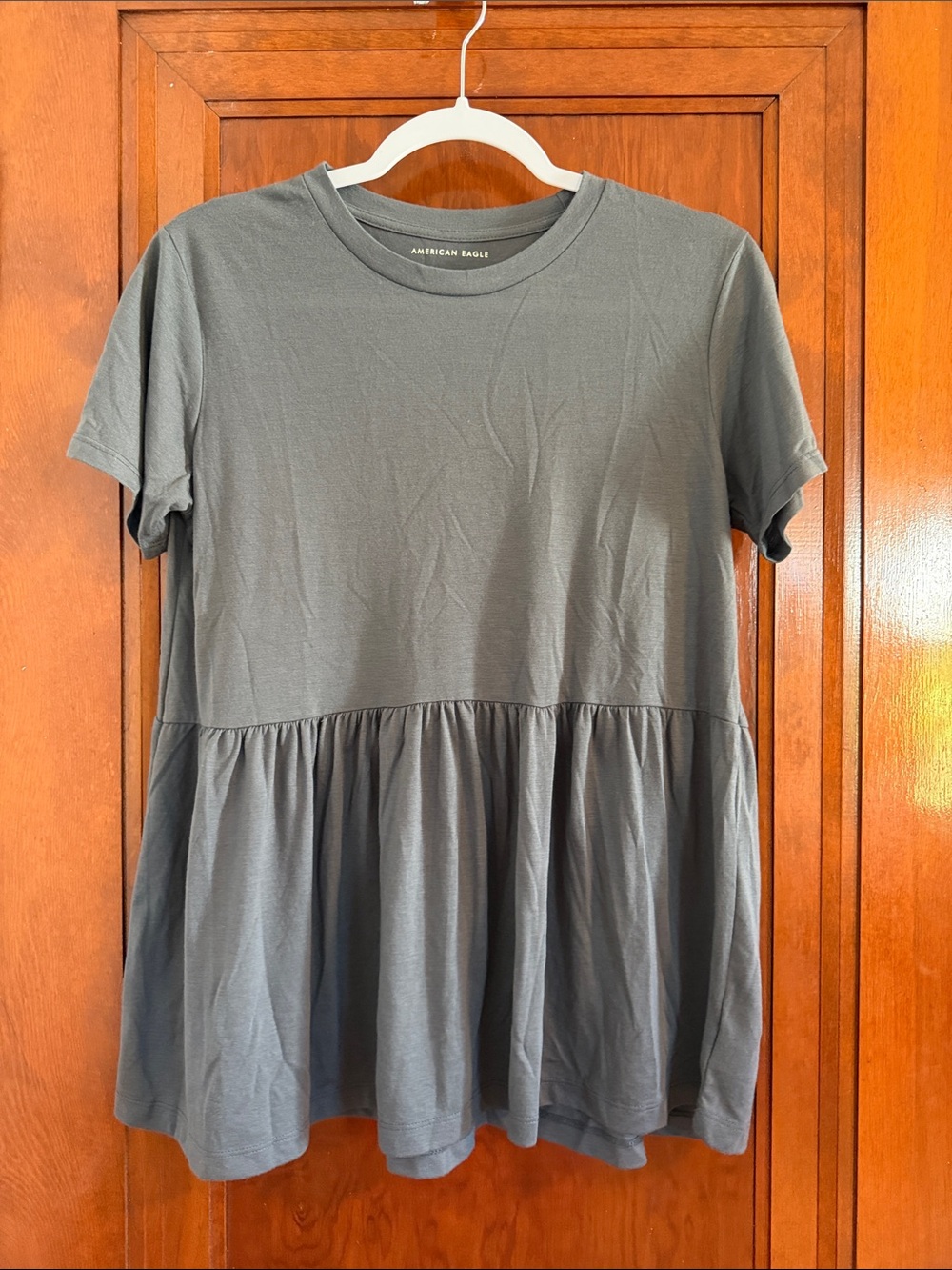American Eagle Outfitters Women's Charcoal Gray Peplum Tunic